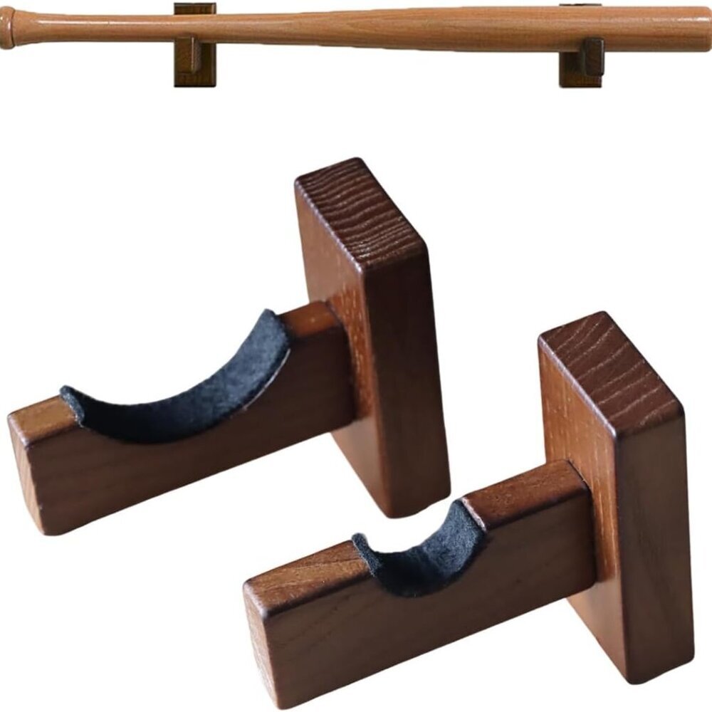 Baseball Bat Display Case, Wall Mount Bat Holder Hanger, Solid Ash Tree Handmade